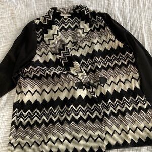 Coldwater Creek black and white chevron sweater/jacket with toggle close